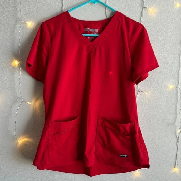 Greys Anatomy Barco One Scrub Top - Red​​​​​ - Picture 1 of 3